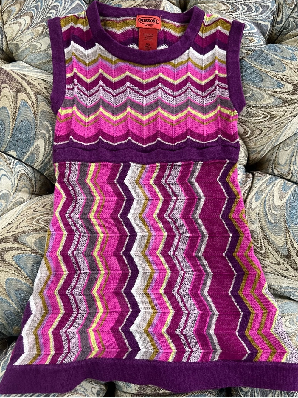 Missoni Purple, Pink & Green Chevron Knit Kids Dress Size XS
